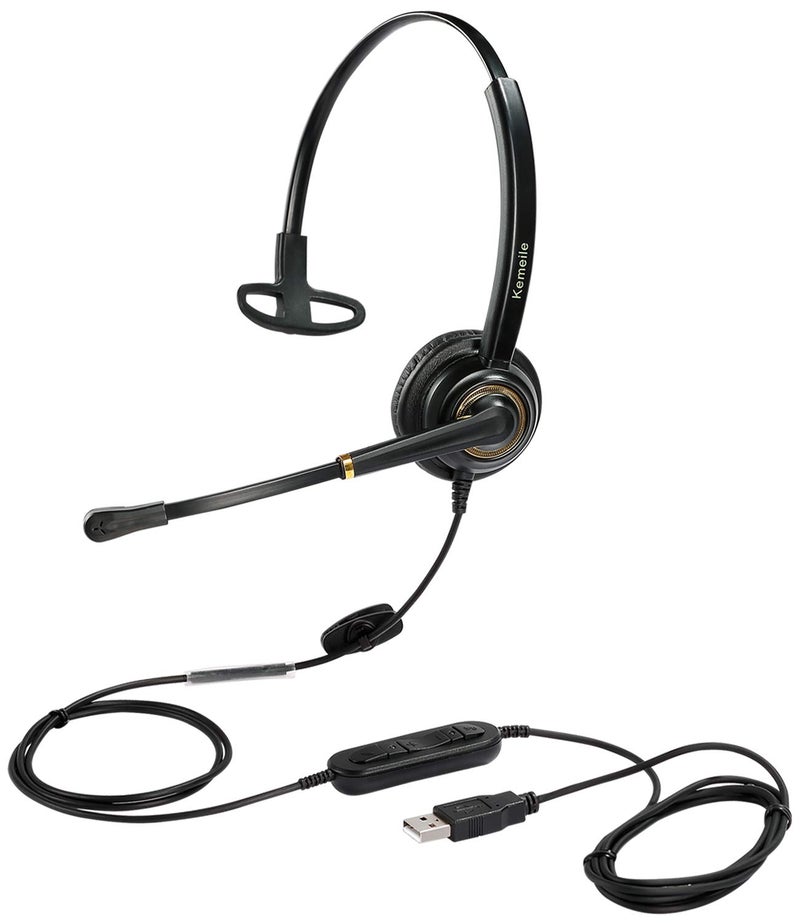KEMEILE USB Headset with Microphone Noise Cancelling for PC, Computer Laptop Headphone with Mic In-Line Control for Office Softphones Teams Business Skype Zoom Conference Calls Online Course Voice Recognition - Image 1